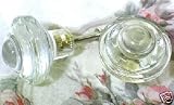 Vintage Glass Knobs ~ Shabby Chic Cabinet or Drawer Crystal Clear Glass Pulls ~ Set of 4 ~ Round