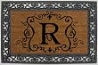 Monogram Coir Doormat Insert with Rubber Base Frame - R Monogram Coir Doormat Insert with Rubber Base Frame - R