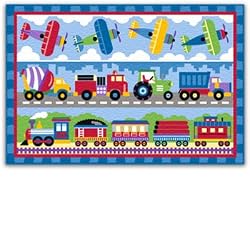 Trains, Planes and Trucks Print Rug