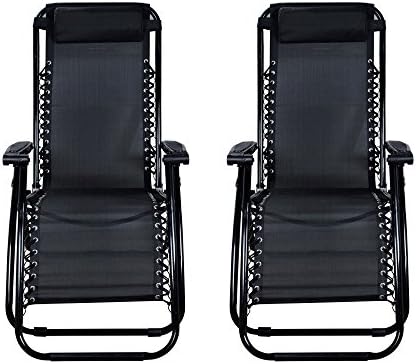 Outsunny 2pack Black Color Zero Gravity Chairs Recliner Lounge Patio Chairs Folding