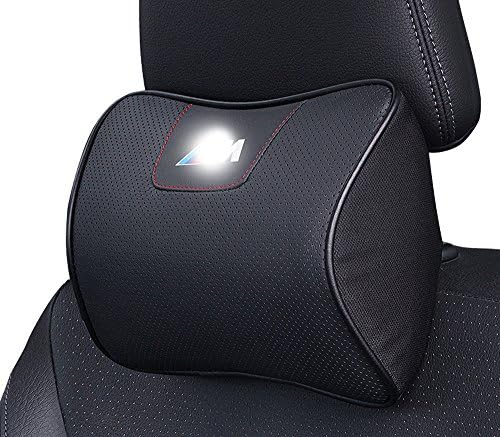 For Car BMW M Leather Neck Pillow Super Soft Memory Foam Auto Seat Cover Head Neck Rest Cushion Headrest Pillow M Performance.Quantity:1 piece.