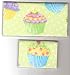 Checkbook Cover Debit Set Made with Cupcake on Green Fabric