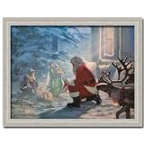 Santa Claus Nativity Jesus Christmas Gift Print Framed