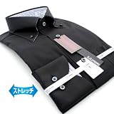 【U.P renoma】 形態安定・スリムフィット・ブラック・ボタンダウン・ドレスシャツ（長袖シャツ）