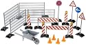 Bruder 02409 Construction Set with Railings, Site Signs, Barrow and Pylons