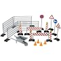 Bruder 02409 Construction Set with Railings, Site Signs, Barrow and Pylons