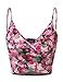 Doublju Women V Neck Floral Printing Girlish Crop Tank Top