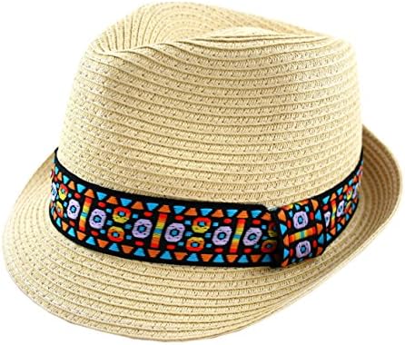 Fedora w/Colorful Native Pattern Band - Natural