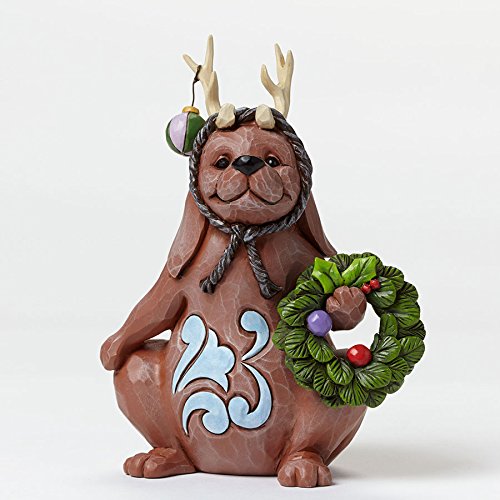 Jim Shore for Enesco Heartwood Creek Lazy and Lovable Christmas Dog Figurine, 5.875"