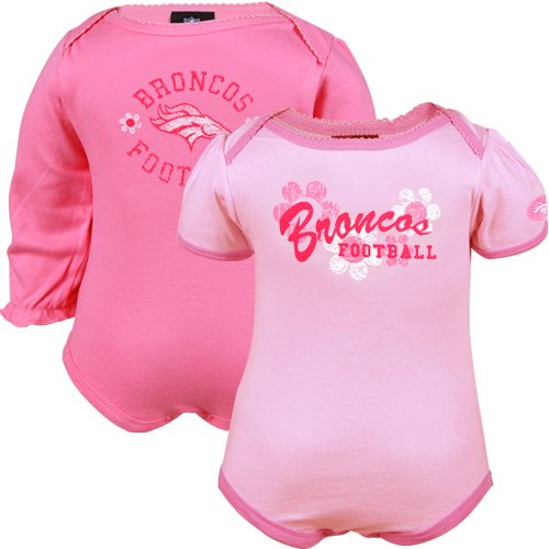 Gerber Denver Broncos Infant Girls Pink Flower Power 2-Pack Creeper Set (3-6 Months)