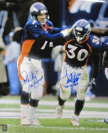 John Elway & Terrell Davis Autographed Denver Broncos 16x20 Photo