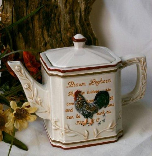 Brown Leghorn Rooster Porcelain Teapot Brown Leghorn Rooster Porcelain Teapot