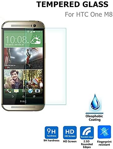 HTC One M8 Screen Protector, Crystal Armor 0.33mm Tempered Glass Crystal Clear | Slim | Anti Finger Print | Scratch Proof and Light weight Screen Protector For HTC One M8