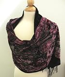 (BUY 2 GET 1 FREE !)Classic Elegant Velvet Burnout Scarf w/Shanghai Silk Back Side, Evening Party,Any Occasion Scarf- Super Soft 20