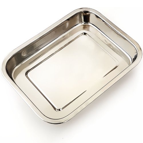 Teglia Lasagniera Rostiera Doppia in Acciaio Inossidabile 35 x 25 x 5.5 cm