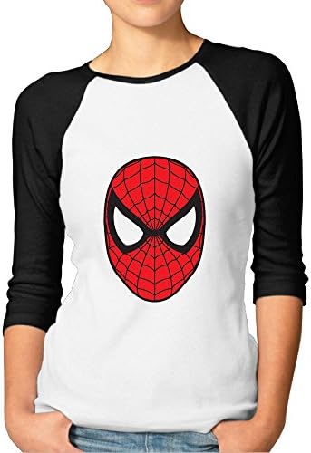 JUN Women's 3/4 Sleeve Cotton Spider Man Short Shirts Running Black XL