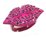 Sexy Ladies Hot Pink Crystal Lips Cocktail Fashion Ring ~ Adjustable Size ~ Comes Gift Boxed!