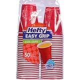 Hefty Easy Grip Plastic Cups, Red, 9 Oz, 50 Count