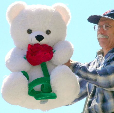 51SJkXy4PtL 2 Feet Tall JUMBO SOFT WHITE TEDDY BEAR   HAS BIG PLUSH ROSE STITCHED ON TO BOTH PAWS. SQUISHY SOFT LOVE.