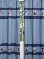 Nautical Nights Sailboat Window Treatment Panels - Set of 2