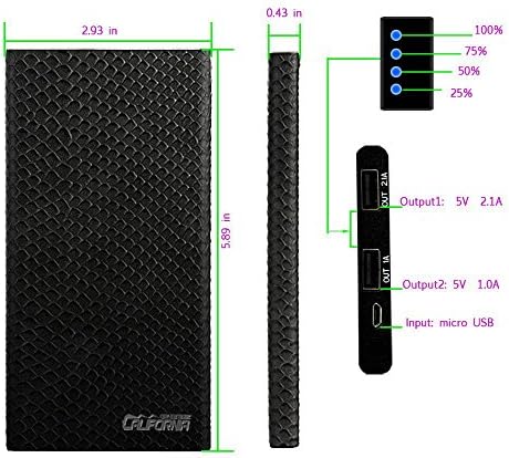 Cade OEM Quality Power Bank High Capacity 8000mah Portable External Battery Dual USB Fast Charging Battery Charger Ultra Slim and Unique Leather Handle Design,broad Compatibility for Iphone6 Plus 5 5s 4s 4 3gs 3g, Ipod Touch, Ipad 2 / HTC Android, Samsung Galaxy S6 S6edge S5 S4 S3 S2 Note 3 4 and Most USB Devices