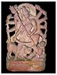 Hindu Goddess Durga Defeating Buffalo Pink Stone Sculpture 8 Inch
