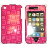 Pink Square Box Pattern Snap on Hard Skin Cover Case for Apple Iphone 3g 3gs