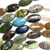 Gemstone Bead Lot Mix 12 x 22mm Flat Oval Beads /16 Inch Strand