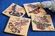 Gorgeous Wool Needlepoint 4pc Cup mat/Hot pad-Butterfly