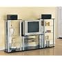 Modern Silver & Black Finish TV Stand Entertainment Center