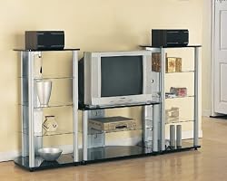 Silver And Black Finish Entertainment Center