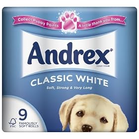 Andrex 9 Roll White Toilet Tissue 240 Sheets, 5 Packs, Total 45 Rolls (Pack of 45)