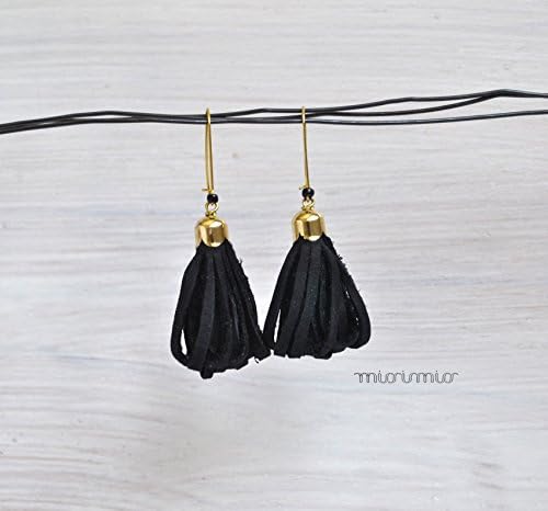 Eco friendly earrings with scrap leather tassels earrings. Black earrings. Dangle earrings.