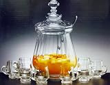 Egg Nog Holiday Birthday Party Glass Punch Bowl Set