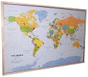 World Pinboard Map Wood Framed (plus flag pins)