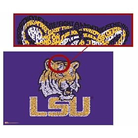 LSU Fight Song Poster - Logo created using the lyrics to 