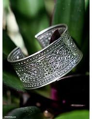 Sterling silver cuff bracelet, Wildflowers