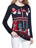 Women Vintage Christmas Celebrate Ugly Reindeers Snowman Knit Sweater