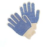 Cotton / Polyester String Knitted Gloves, with PVC Dots on Both Side (Sold By Dozen) Size: Large For Men