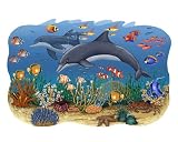 Ocean and Dolphins - Large Wall Accent Mural-Wall Stickers