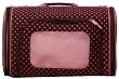 Fully Enclosed Pet Carrier - Luggage Style - Polka Dot - Brown and Pink