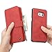 Galaxy S7 Case, Belk Hi-Vol Detachable (Red) Leather Magnetic Sport Wallet Flip Case Folio Stand Case Zipper Coin Purse Card Slot Pocket Wallet Pouch for Samsung Galaxy S7