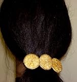 Three Antique Gold Plated Buttons on French Barrette Hair Clip for Women and Teensp for Women and Teens