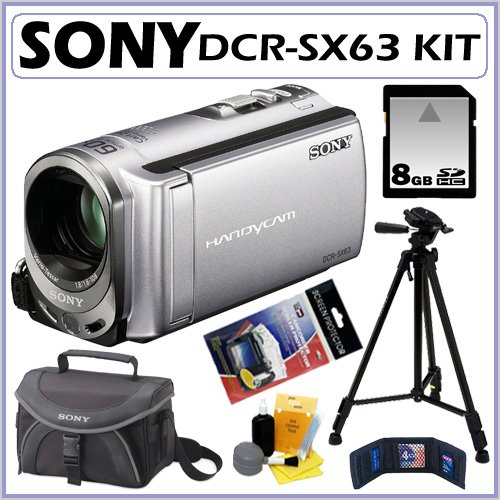 Sony DCR-SX63 16GB Flash Memory Handycam Camcorder with 60x Optical Zoom + 8GB Deluxe Accessory Kit