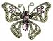 Silver Ladies Marcasite and Amethyst Crystal Butterfly Brooch with Moving Wings