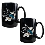 San Jose Sharks NHL 2pc Black Ceramic Mug Set - Primary Logo