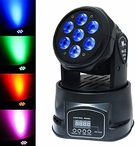 Portable 7 x LED RGB Moving Head Stage Light with Voice Sensor Moving Head RGB LED Stage Light Rotating Par Lamp stage live