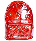 K-Cliffs Clear PVC School Backpack/ Outdoor Backpack with Red Back Panel