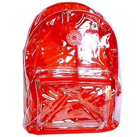 K-Cliffs Clear PVC School Backpack/ Outdoor Backpack with Red Back Panel