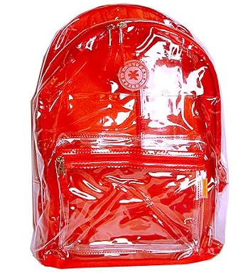 Click here to buy K-Cliffs Clear PVC School Backpack  Outdoor Backpack with Red Back Panel by K-Cliffs.